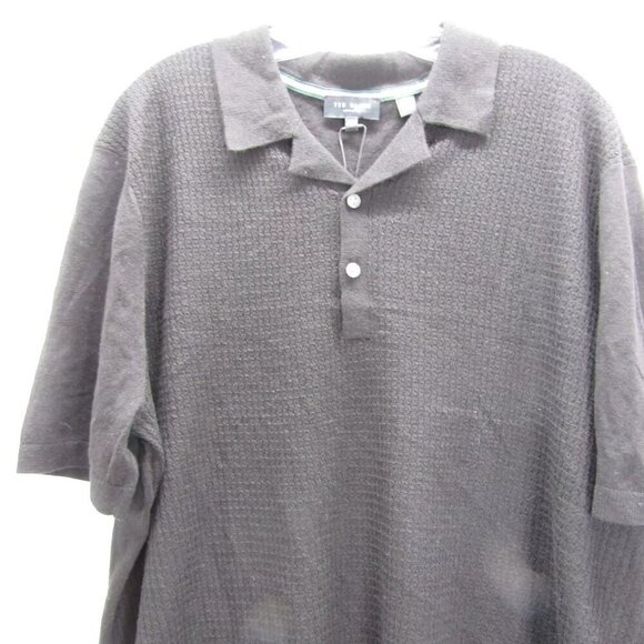 NEW TED BAKER Mens Textured Front Knit Polo Shirt Black Size XXL/IT 6 - Picture 4 of 16